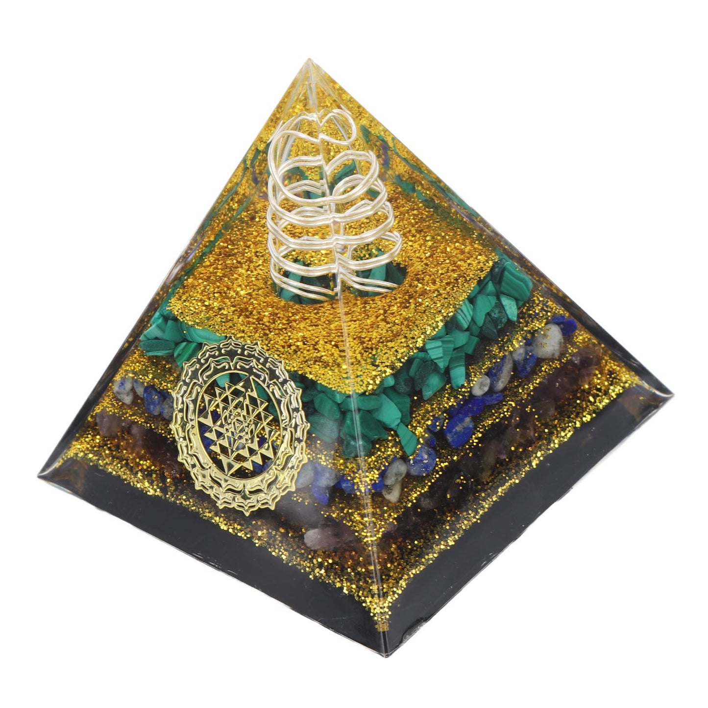 Crystal Pyramid Energy Generator Orgone Pyramid for Positive Energy Desktop Decoration Stress Reduce Healing Meditation Attract Wealth Lucky 6cm