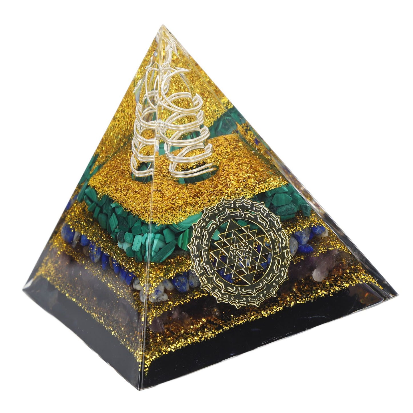 Crystal Pyramid Energy Generator Orgone Pyramid for Positive Energy Desktop Decoration Stress Reduce Healing Meditation Attract Wealth Lucky 6cm