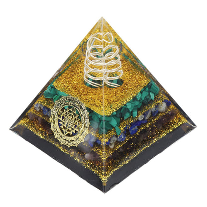 Crystal Pyramid Energy Generator Orgone Pyramid for Positive Energy Desktop Decoration Stress Reduce Healing Meditation Attract Wealth Lucky 6cm
