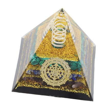 Crystal Pyramid Energy Generator Orgone Pyramid for Positive Energy Desktop Decoration Stress Reduce Healing Meditation Attract Wealth Lucky 6cm