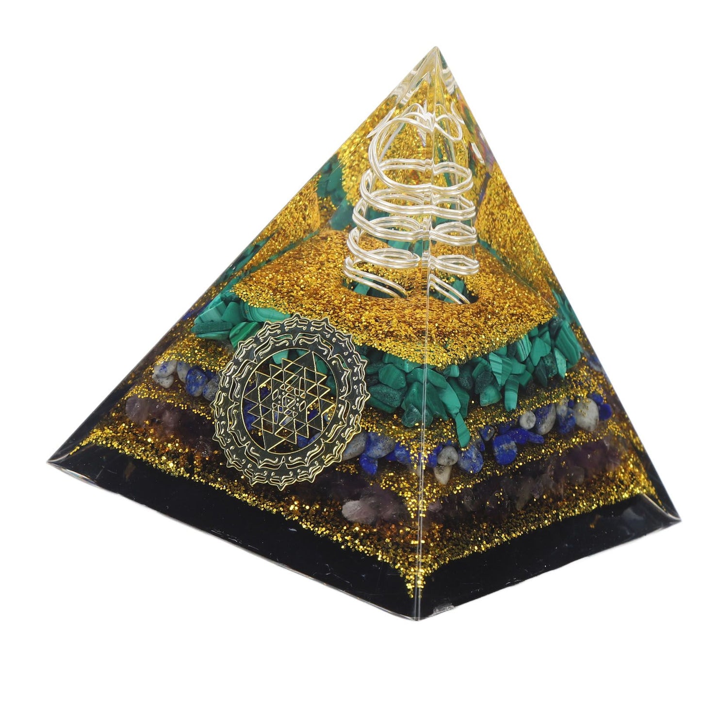 Crystal Pyramid Energy Generator Orgone Pyramid for Positive Energy Desktop Decoration Stress Reduce Healing Meditation Attract Wealth Lucky 6cm