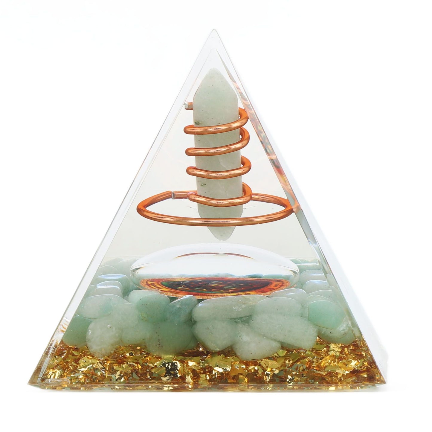 Orgonite Pyramid Crystal Energy Generator 6cm Stone Copper Handmade Pyramid Decor for Positive Energy Meditation