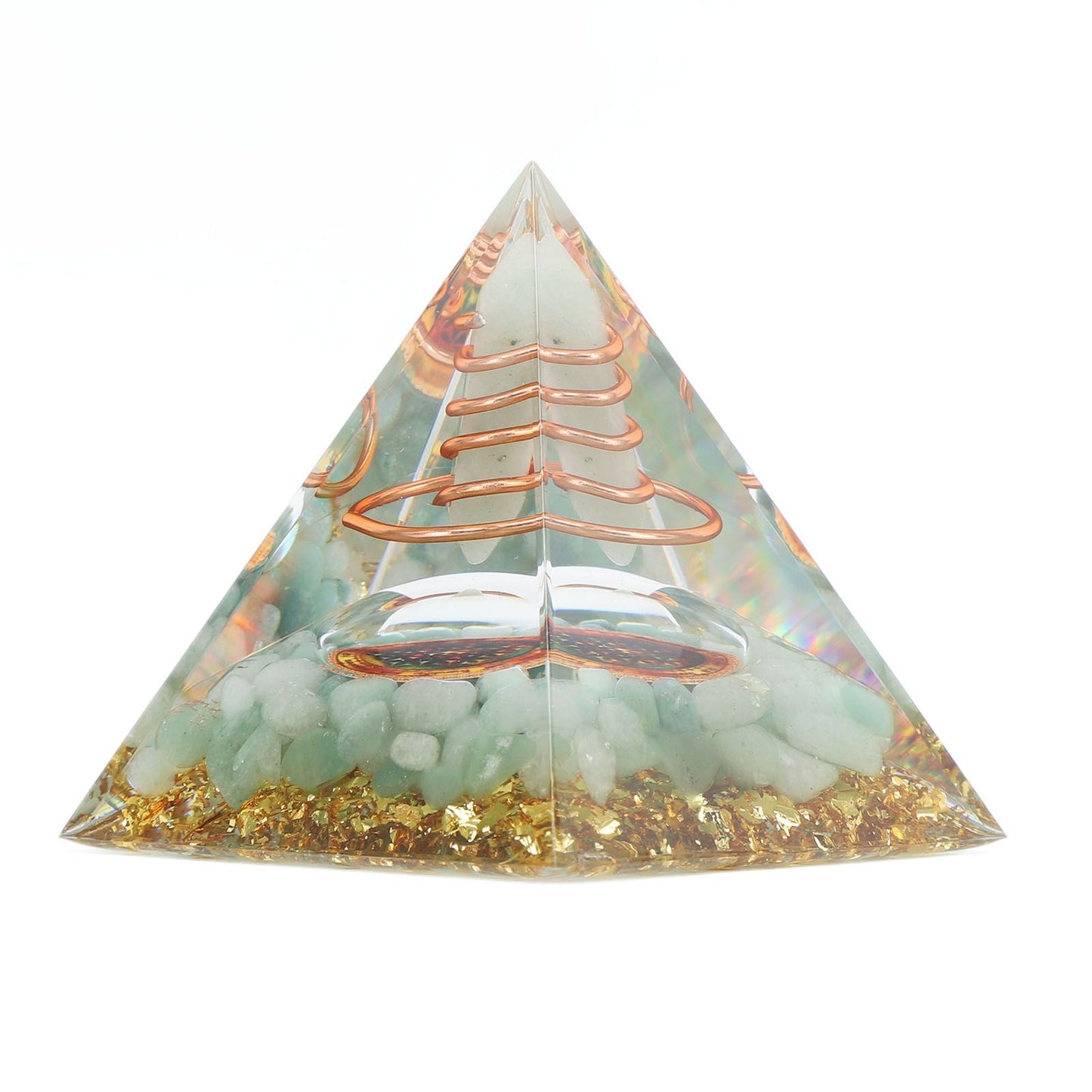 Orgonite Pyramid Crystal Energy Generator 6cm Stone Copper Handmade Pyramid Decor for Positive Energy Meditation