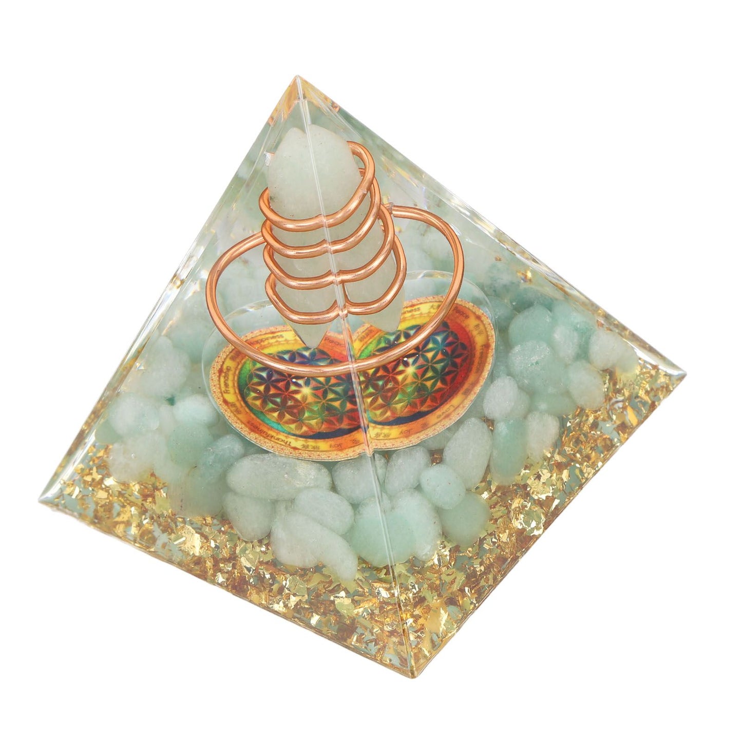 Orgonite Pyramid Crystal Energy Generator 6cm Stone Copper Handmade Pyramid Decor for Positive Energy Meditation