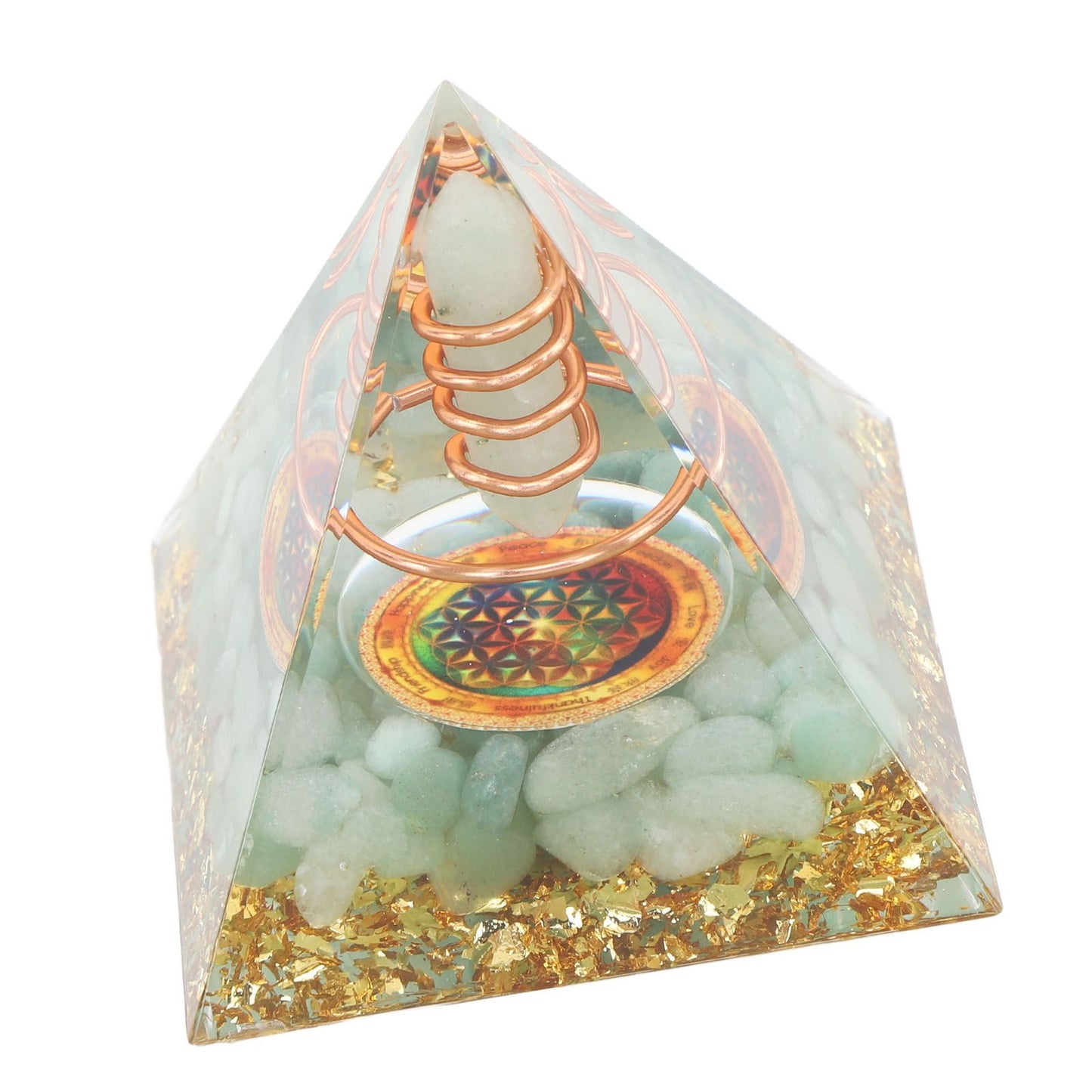 Orgonite Pyramid Crystal Energy Generator 6cm Stone Copper Handmade Pyramid Decor for Positive Energy Meditation