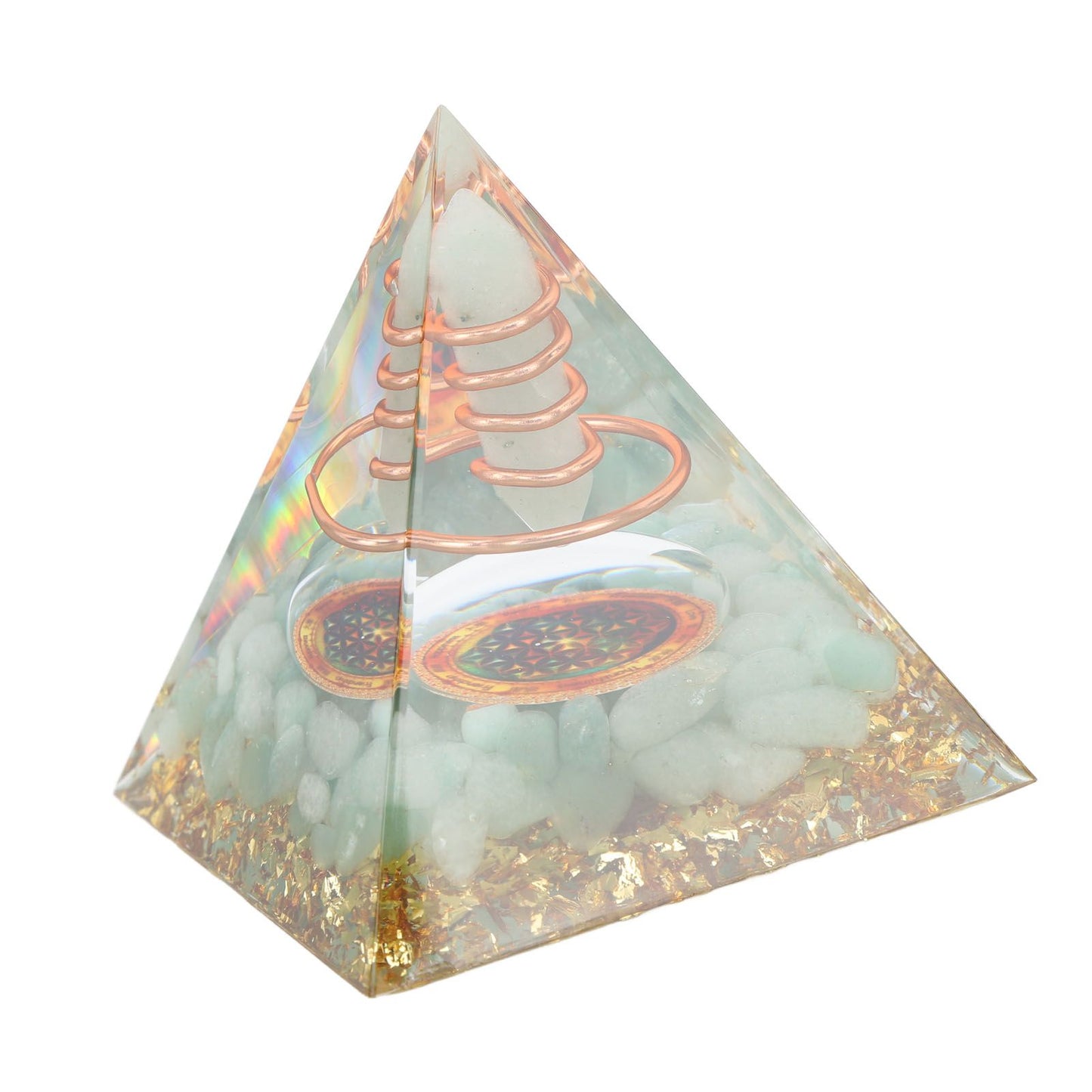 Orgonite Pyramid Crystal Energy Generator 6cm Stone Copper Handmade Pyramid Decor for Positive Energy Meditation