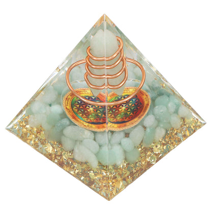 Orgonite Pyramid Crystal Energy Generator 6cm Stone Copper Handmade Pyramid Decor for Positive Energy Meditation