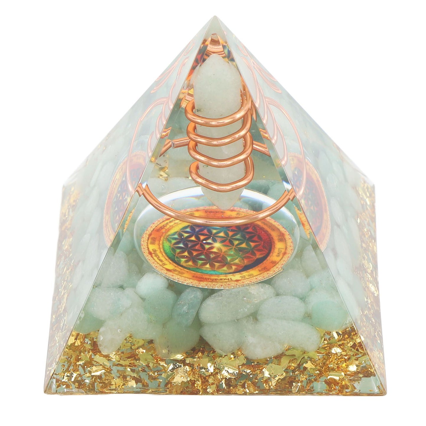 Orgonite Pyramid Crystal Energy Generator 6cm Stone Copper Handmade Pyramid Decor for Positive Energy Meditation