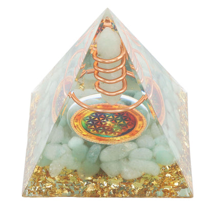 Orgonite Pyramid Crystal Energy Generator 6cm Stone Copper Handmade Pyramid Decor for Positive Energy Meditation