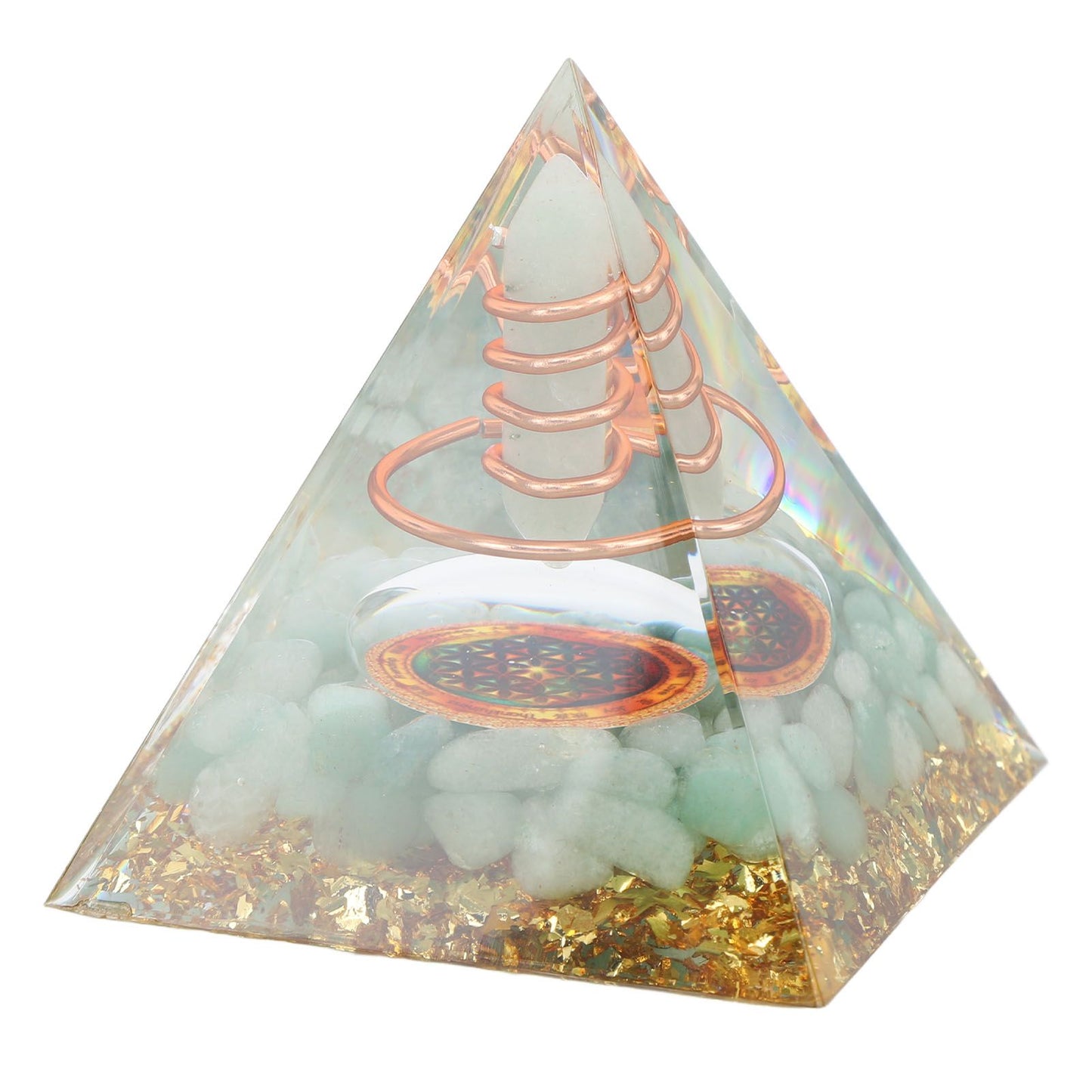 Orgonite Pyramid Crystal Energy Generator 6cm Stone Copper Handmade Pyramid Decor for Positive Energy Meditation
