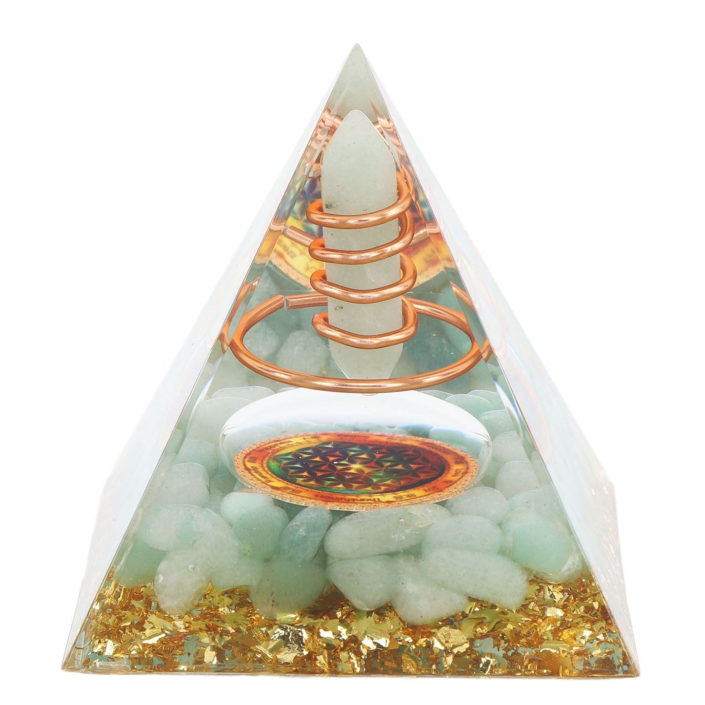Orgonite Pyramid Crystal Energy Generator 6cm Stone Copper Handmade Pyramid Decor for Positive Energy Meditation