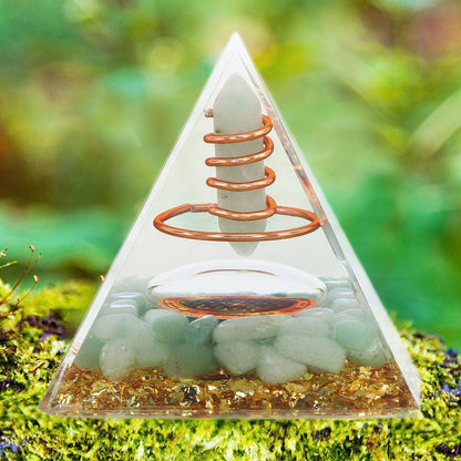 Orgonite Pyramid Crystal Energy Generator 6cm Stone Copper Handmade Pyramid Decor for Positive Energy Meditation