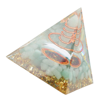 Orgonite Pyramid Crystal Energy Generator 6cm Stone Copper Handmade Pyramid Decor for Positive Energy Meditation