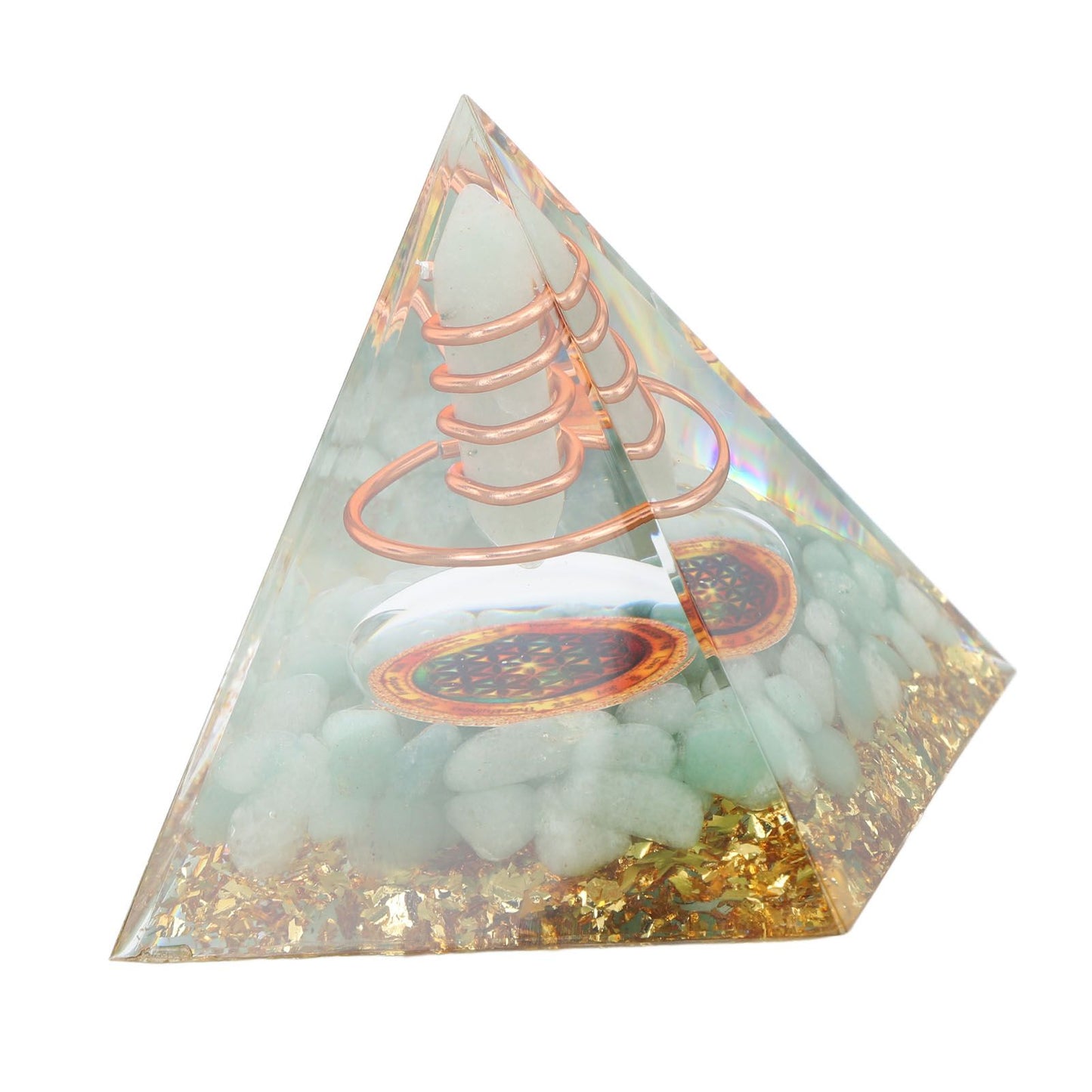 Orgonite Pyramid Crystal Energy Generator 6cm Stone Copper Handmade Pyramid Decor for Positive Energy Meditation