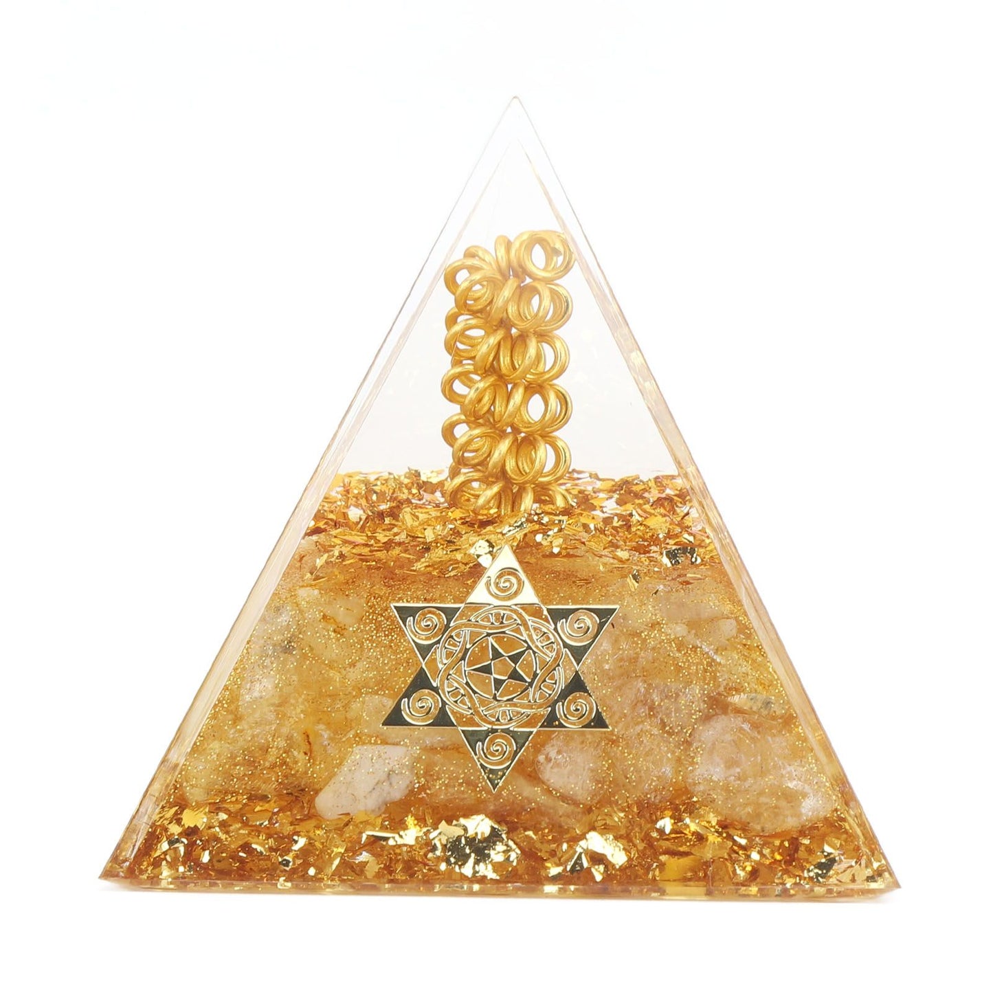 Orgonite Pyramid 6cm Energy Generator Crystal Wire Handmade Pyramid Decor for Positive Energy Wealth Success