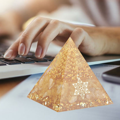 Orgonite Pyramid 6cm Energy Generator Crystal Wire Handmade Pyramid Decor for Positive Energy Wealth Success