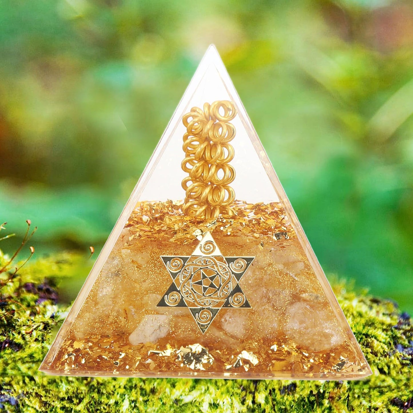 Orgonite Pyramid 6cm Energy Generator Crystal Wire Handmade Pyramid Decor for Positive Energy Wealth Success