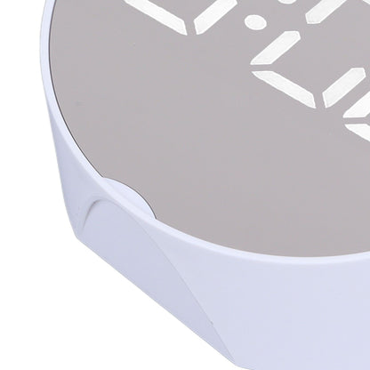 Digital Mirror Clock Alarm White Big Round Screen Easy to Read Portable LED Clock for Office Bedroom Travel