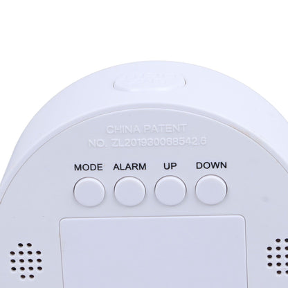Digital Mirror Clock Alarm White Big Round Screen Easy to Read Portable LED Clock for Office Bedroom Travel