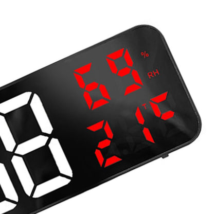 Mirror Large Digital LED Clock Home Electronic Alarm Clock Large Screen Plug in Clock Wall Mounted White and Red