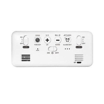 LED Alarm Electric Clock Multifunctional Exquisite Mirrored Surface Silent Bedside Clock for Home Bedroom Office Decor White