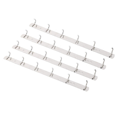 4 Pcs 6 Hooks Stainless Steel Cloak Hanger Wall Mounted Hanging Coat Rack for Laundry Rooms Entryways