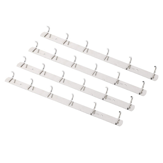 4 Pcs 6 Hooks Stainless Steel Cloak Hanger Wall Mounted Hanging Coat Rack for Laundry Rooms Entryways