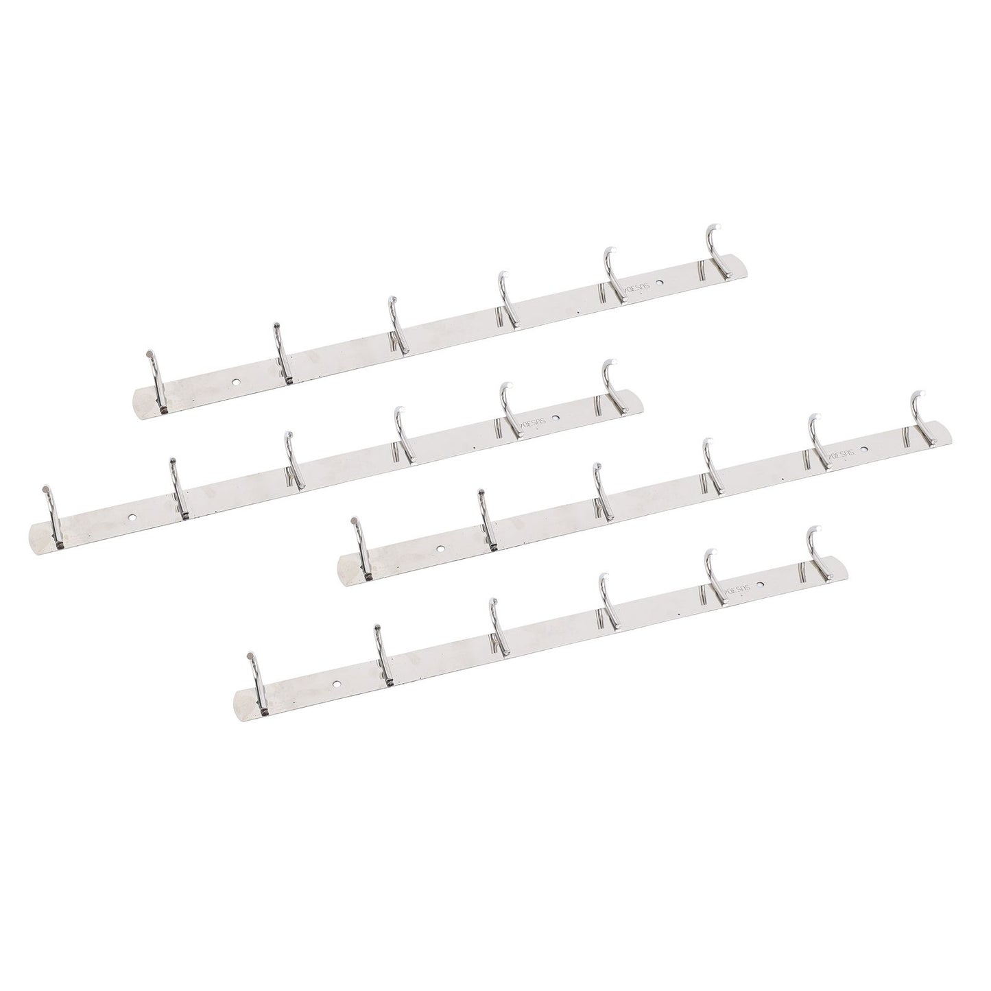 4 Pcs 6 Hooks Stainless Steel Cloak Hanger Wall Mounted Hanging Coat Rack for Laundry Rooms Entryways