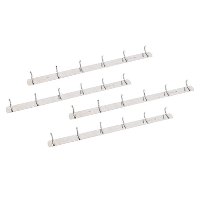 4 Pcs 6 Hooks Stainless Steel Cloak Hanger Wall Mounted Hanging Coat Rack for Laundry Rooms Entryways