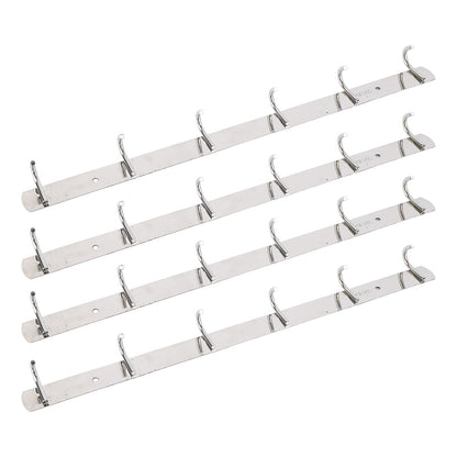 4 Pcs 6 Hooks Stainless Steel Cloak Hanger Wall Mounted Hanging Coat Rack for Laundry Rooms Entryways