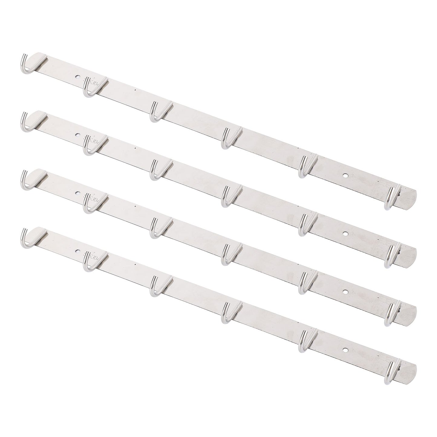 4 Pcs 6 Hooks Stainless Steel Cloak Hanger Wall Mounted Hanging Coat Rack for Laundry Rooms Entryways