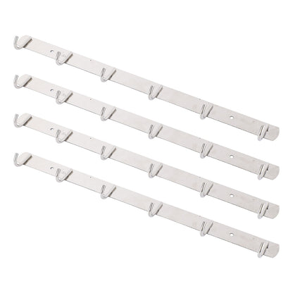 4 Pcs 6 Hooks Stainless Steel Cloak Hanger Wall Mounted Hanging Coat Rack for Laundry Rooms Entryways