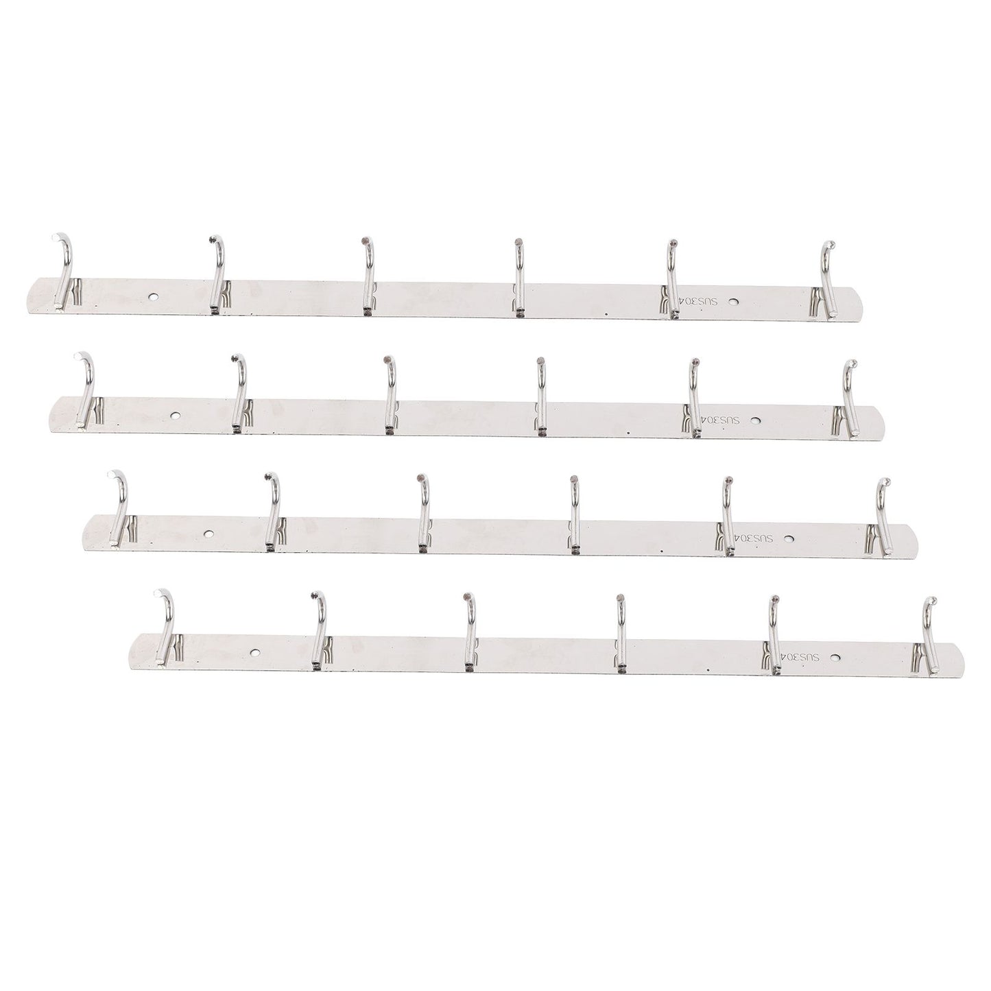 4 Pcs 6 Hooks Stainless Steel Cloak Hanger Wall Mounted Hanging Coat Rack for Laundry Rooms Entryways