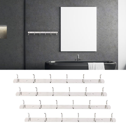 4 Pcs 6 Hooks Stainless Steel Cloak Hanger Wall Mounted Hanging Coat Rack for Laundry Rooms Entryways