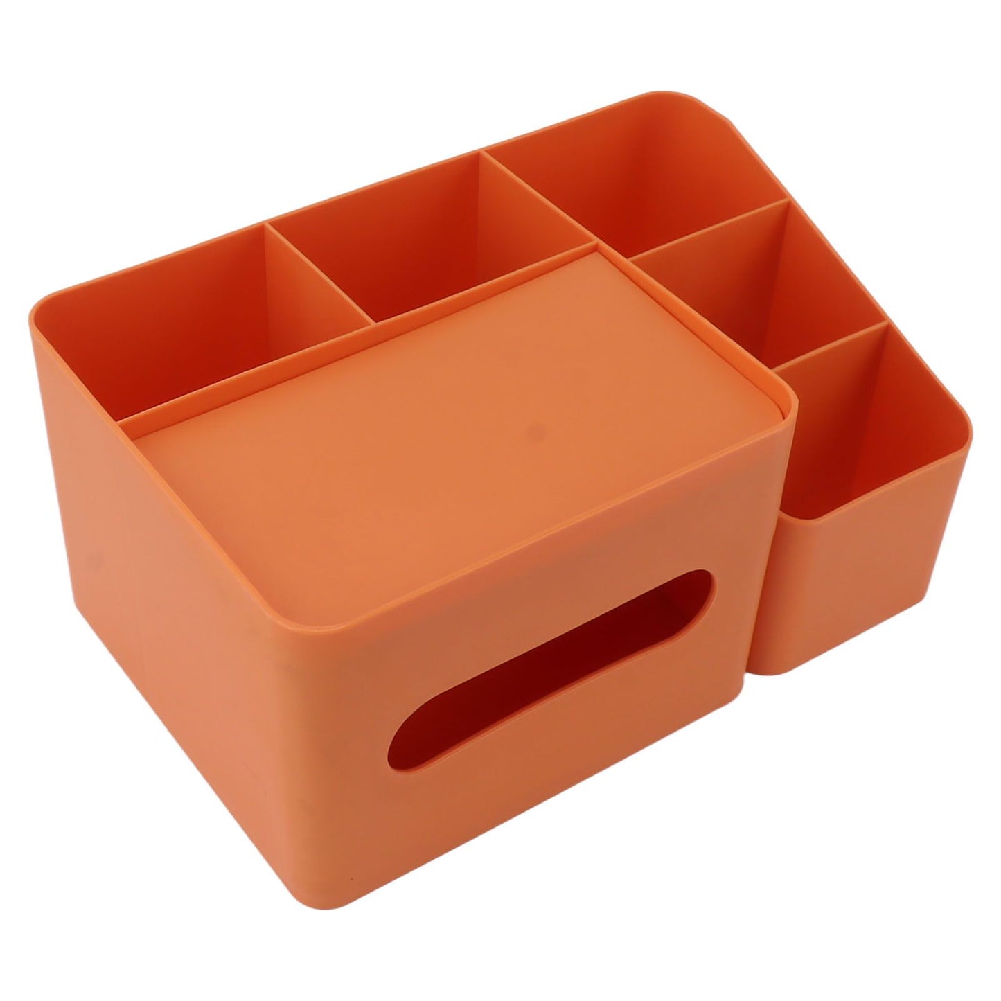 Tissue Box Organizer with Lid Plastic Exquisite Smooth Surface Tissue Desk Organizer for Home Office Orange
