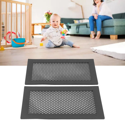 2Pcs Baby Proof Vent Cover Child Proof Safe Soft Silicone for Home Floor Catch Debris Hair Insect Black
