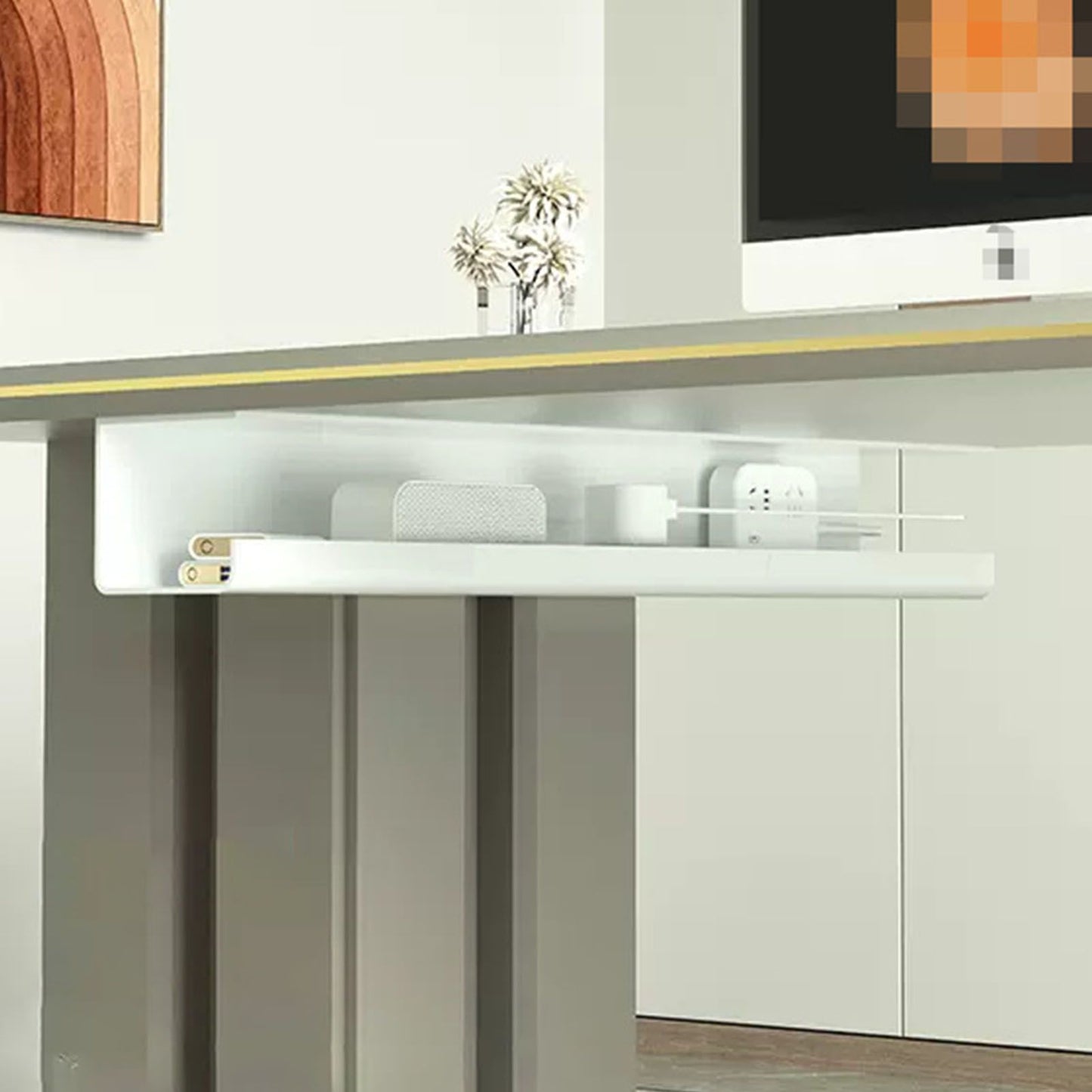 Under Desk Cable Management Tray Reduce Clutter Durability Punch Free Under Desk Power Strip Organizer White