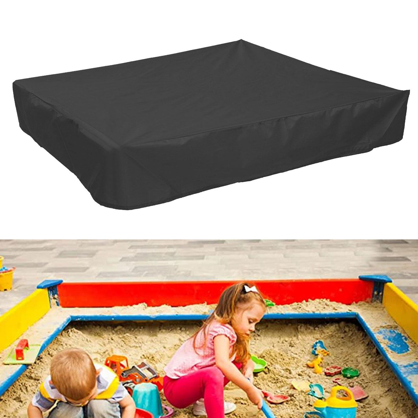Sandbox Cover with Drawstring Square Dust Proof Anti UV Waterproof Multifunctional Oxford Cloth Sandpit Pool Cover for Outdoor Garden 120x120cm / 47.2x47.2in