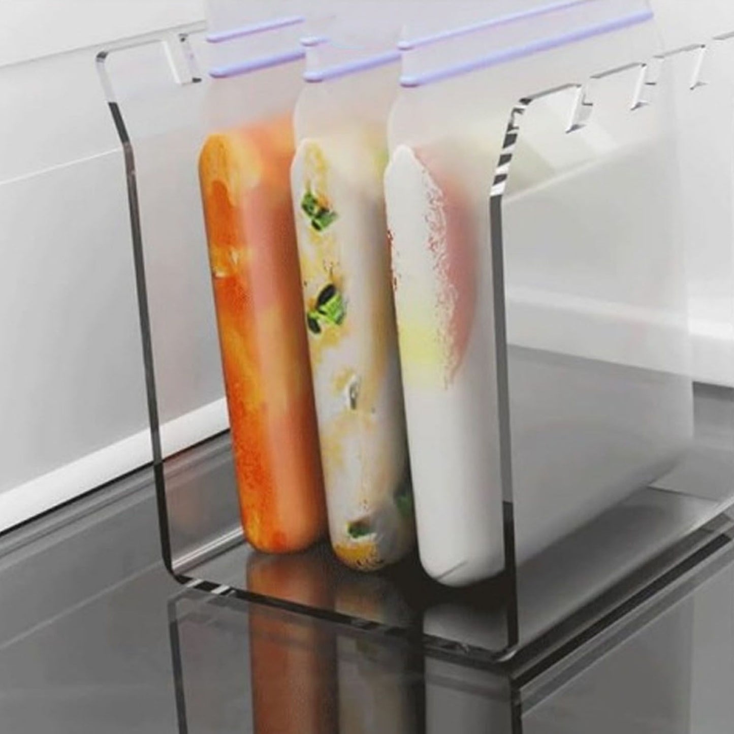 Filling Freezer Bag Stand Acrylic Adjustable Food Storage Bag Stand for Kitchen Organization