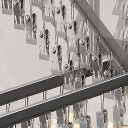 Socks Hanger Wall Mounted Foldable Windproof Zinc Alloy Clip Drying Rack for Underwear Towel 16 Clips (43.3cm/17in)