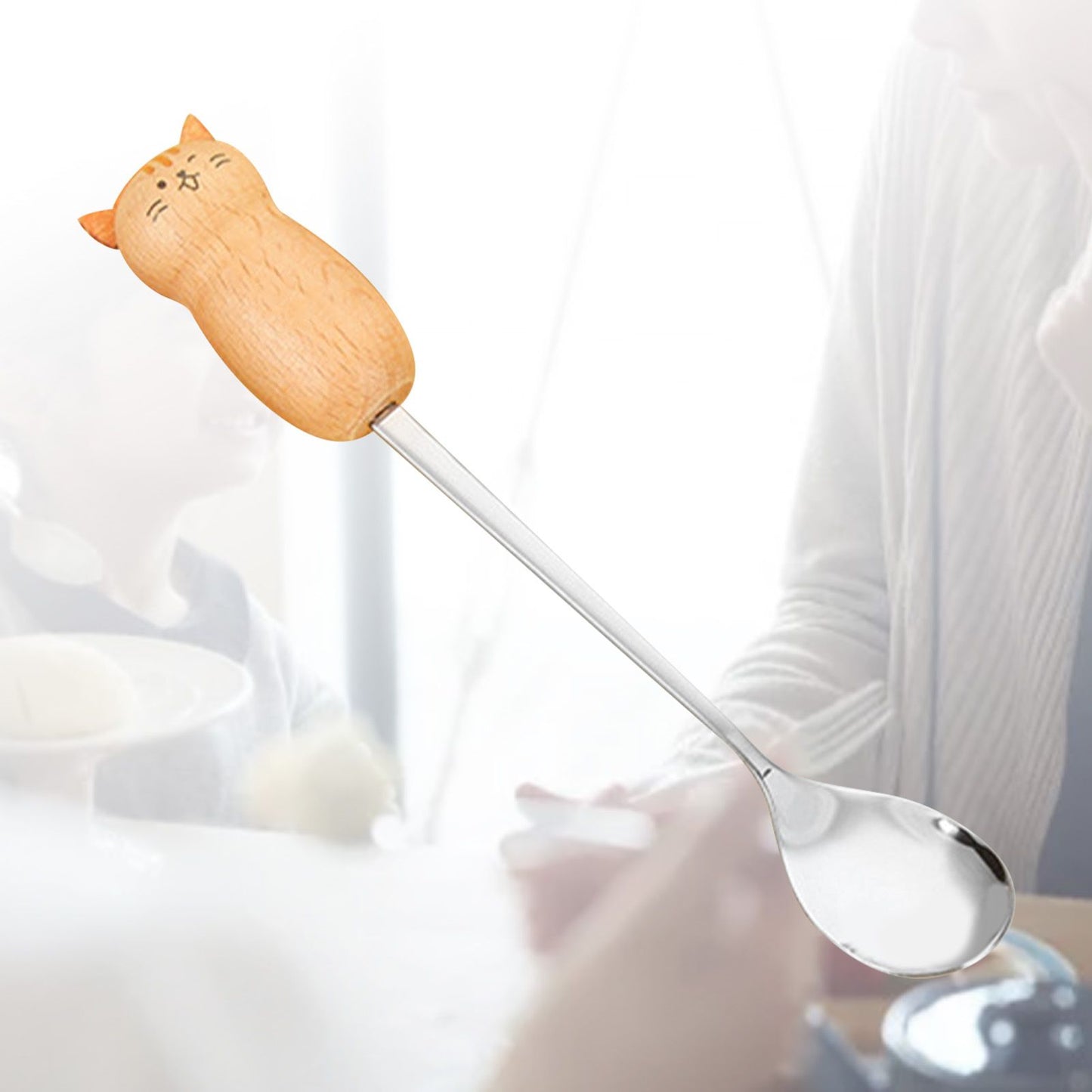 Stainless Steel Coffee Stirring Tool Creative Cartoon Cute Kids Ice Cream Dessert Stirrer Coffee Mixing Tool Dishwasher Safe Cat Spoon