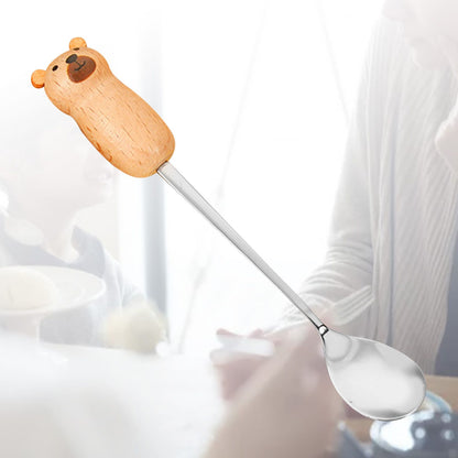 Stainless Steel Coffee Stirring Tool Creative Cartoon Cute Kids Ice Cream Dessert Stirrer Coffee Mixing Tool Dishwasher Safe Bear Spoon