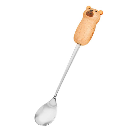 Stainless Steel Coffee Stirring Tool Creative Cartoon Cute Kids Ice Cream Dessert Stirrer Coffee Mixing Tool Dishwasher Safe Bear Spoon