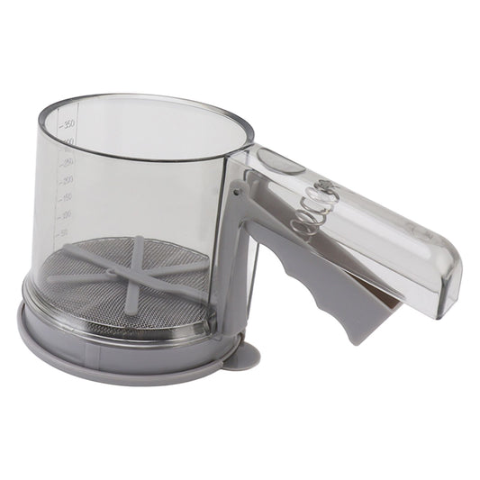 Flour Sifter Sieve PP Transparent Adjustable Fine Mesh One Hand Operation Powder Sifter Sieve for Kitchen Baking Double Layer