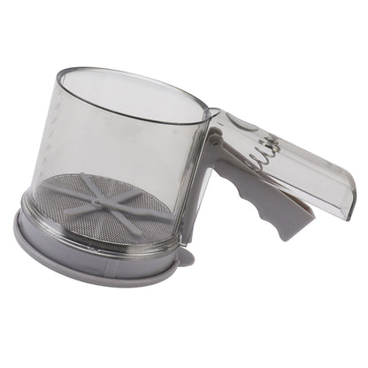 Flour Sifter Sieve PP Transparent Adjustable Fine Mesh One Hand Operation Powder Sifter Sieve for Kitchen Baking Double Layer