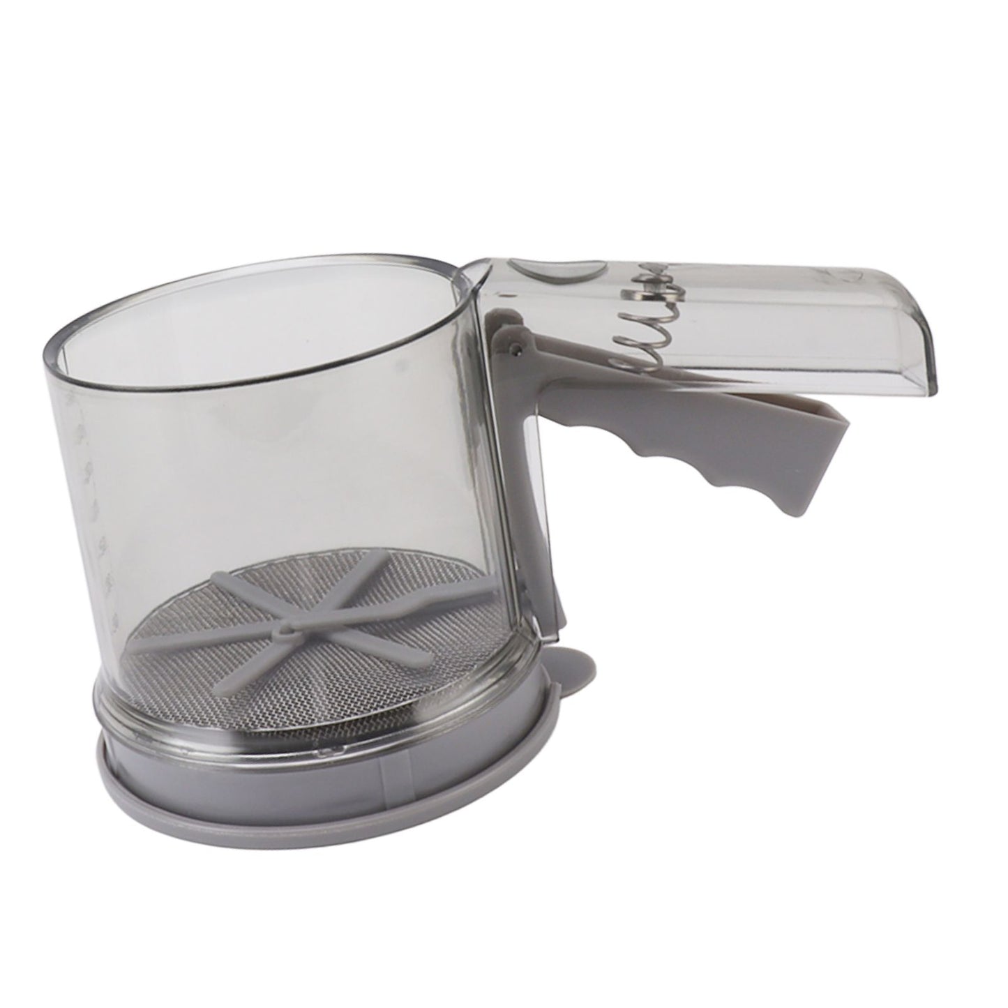 Flour Sifter Sieve PP Transparent Adjustable Fine Mesh One Hand Operation Powder Sifter Sieve for Kitchen Baking Double Layer