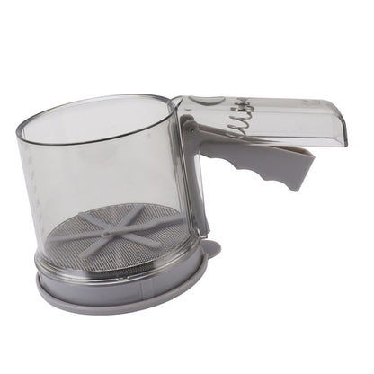 Flour Sifter Sieve PP Transparent Adjustable Fine Mesh One Hand Operation Powder Sifter Sieve for Kitchen Baking Double Layer