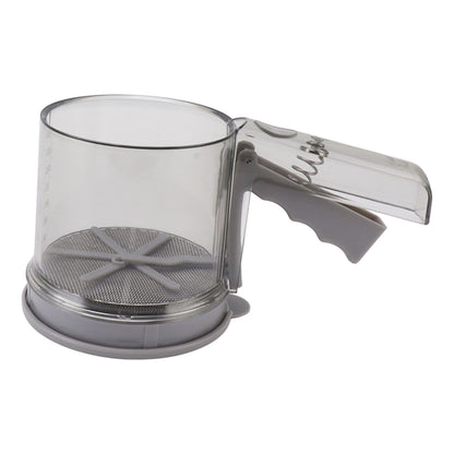 Flour Sifter Sieve PP Transparent Adjustable Fine Mesh One Hand Operation Powder Sifter Sieve for Kitchen Baking Double Layer