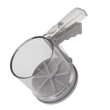 Flour Sifter Sieve PP Transparent Adjustable Fine Mesh One Hand Operation Powder Sifter Sieve for Kitchen Baking Double Layer