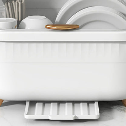 Dish Drying Box Multifunctional Space Saving Dish Drainer with Lid Cover for Kitchen Accessories White L